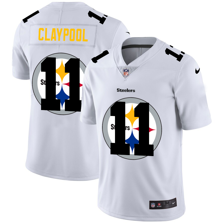 Cheap Pittsburgh Steelers 11 Chase Claypool White Men Nike Team Logo Dual Overlap Limited NFL Jersey